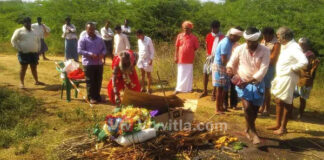 ಕೊರೊನಾ ಪೆಡಂಭೂತ ಓಡಿಸಲು ಗ್ರಾಮಸ್ಥರಿಂದ ಅಹೋರಾತ್ರಿ ಭಜನೆ, ಕೊರೊನಾ ಮೂರ್ತಿಯ ಶವಸಂಸ್ಕಾರ