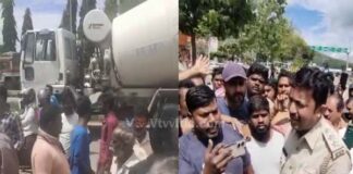 ವಾಹನ ತಪಾಸಣೆ ವೇಳೆ ಬ್ಯಾರಿಕೇಡ್ ಎಳೆದ ಪೊಲೀಸರು – ಬೈಕ್ನಿಂದ ಬಿದ್ದ ಮಹಿಳೆ ಕೈ ಮೇಲೆ ಹರಿದ ಟಿಪ್ಪರ್