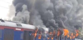 ರೈಲಿನ 5 ಬೋಗಿಗಳಲ್ಲಿ ಹಠಾತ್ ಬೆಂಕಿ