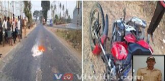 ಬೈಕ್ ಲಾರಿ ನಡುವೆ ಭೀಕರ ಅಪಘಾತ : ದಾವಣಗೆರೆ ಎಸ್ಪಿ ಗನ್ ಮ್ಯಾನ್ ಗಂಭೀರ, ಪತ್ನಿ ಮೃತ್ಯು