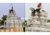 ಸಿಡಿಲು ಬಡಿದು ಕುಸಿದು ಬಿದ್ದ ದೇವಸ್ಥಾನದ ಗೋಪುರ
