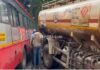KSRTC ಬಸ್ ಮತ್ತು ಟ್ಯಾಂಕರ್ ಮಧ್ಯೆ ಭೀಕರ ಅಪಘಾತ.: ಹಲವರಿಗೆ ಗಂಭೀರ ಗಾಯ