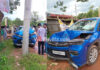 ಸಾಲೆತ್ತೂರು: ವಿದ್ಯುತ್ ಕಂಬಕ್ಕೆ ಕಾರು ಡಿಕ್ಕಿ; ಪ್ರಯಾಣಿಕರು ಅಪಾಯದಿಂದ ಪಾರು