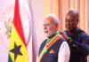ಪ್ರಧಾನಿ ಮೋದಿಗೆ ಘಾನಾದ ರಾಷ್ಟ್ರೀಯ ಗೌರವ ಪ್ರದಾನ