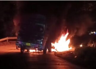 ಸಂಚರಿಸುತ್ತಿದ್ದ ಲಾರಿ ಬೆಂಕಿಗಾಹುತಿ-ಡೀಸೆಲ್ ಸೋರಿಕೆಯಿಂದ ಅನಾಹುತ-ಶಿರಾಡಿ ಘಾಟ್ ನಲ್ಲಿ ನಡೆದ ಘಟನೆ