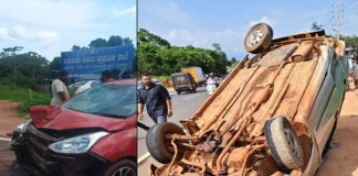 ಬೆಳ್ತಂಗಡಿ: ಎರಡು ಕಾರು, ಬೈಕ್ ನಡುವೆ ಡಿಕ್ಕಿ-ಸವಾರನಿಗೆ ಗಾಯ