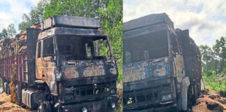 ಶಿವಮೊಗ್ಗದಿಂದ ಮಂಗಳೂರಿಗೆ ಮೆಕ್ಕೆಜೋಳ ಸಾಗಿಸುತ್ತಿದ್ದ ಲಾರಿ ಬೆಂಕಿಗಾಹುತಿ