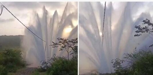ಎತ್ತಿನಹೊಳೆ ಯೋಜನೆ ಪೈಪ್ಲೈನ್ ಭಾರಿ ಸದ್ದಿನೊಂದಿಗೆ ಸ್ಫೋಟ; ನೂರು ಅಡಿ ಎತ್ತರಕ್ಕೆ ಚಿಮ್ಮಿದ ನೀರು- ಕಾಫಿ ತೋಟಗಳಿಗೆ ನುಗ್ಗಿದ ನೀರು
