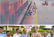 ಚಲಿಸುತ್ತಿದ್ದ ರೈಲಿನಿಂದ ಜಾರಿ ಬಿದ್ದ ಯುವಕನನ್ನು ರಕ್ಷಿಸಿದ ರೈಲ್ವೆ ಸಿಬ್ಬಂದಿ-ಸಮಯಪ್ರಜ್ಞೆ ಮೆರೆದ ಸಿಬ್ಬಂದಿಗೆ ರೂ.10 ಸಾವಿರ ಬಹುಮಾನ
