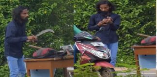 ಹೆದ್ದಾರಿಯ ಮಧ್ಯೆ ಟೇಬಲ್ ಇಟ್ಟು, ಕತ್ತಿ ಹಿಡಿದು ವಿಚಿತ್ರ ವರ್ತನೆ; ಸಾರ್ವಜನಿಕರಲ್ಲಿ ಆತಂಕ, ಯುವಕ ವಶಕ್ಕೆ