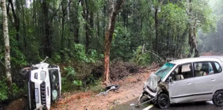 ಬೆಳ್ತಂಗಡಿ: ಎರಡು ಕಾರುಗಳ ನಡುವೆ ಮುಖಾಮುಖಿ ಡಿಕ್ಕಿ; ಆರು ಮಂದಿ ಪಾರು