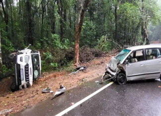 ಬೆಳ್ತಂಗಡಿ: ಎರಡು ಕಾರುಗಳ ನಡುವೆ ಮುಖಾಮುಖಿ ಡಿಕ್ಕಿ; ಆರು ಮಂದಿ ಪಾರು