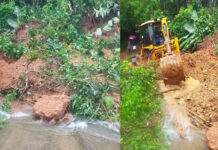 ಮಡಿಕೇರಿಯಲ್ಲಿ ಭಾರೀ ಮಳೆ – ಕರೀಕೆ ಗ್ರಾಮದಲ್ಲಿ ಭಾರೀ ಭೂಕುಸಿತ
