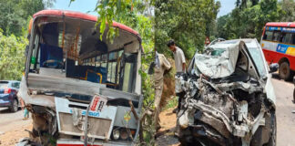 ಬೆಳ್ತಂಗಡಿ: ಕಾರು – ಕೆಎಸ್ಆರ್ಟಿಸಿ ಬಸ್ ಮುಖಾಮುಖಿ ಢಿಕ್ಕಿ – ಹಲವರಿಗೆ ಗಾಯ