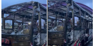 ಉಡುಪಿ: ಪೆಟ್ರೋಲ್ ಪಂಪ್ ಬಳಿ ನಿಲ್ಲಿಸಿದ್ದ ಬಸ್ಗೆ ಬೆಂಕಿ: ಲಕ್ಷಾಂತರ ರೂ. ನಷ್ಟ